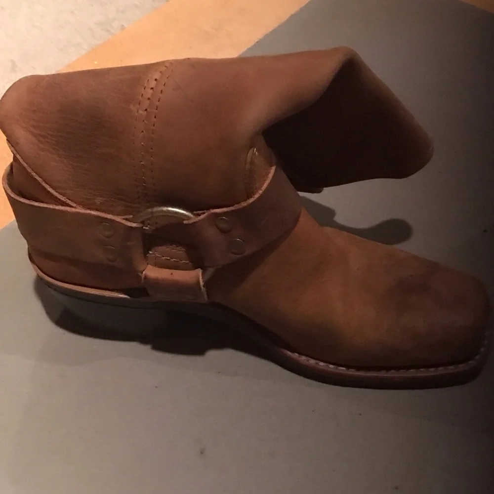 Frye Brown Leather Harness Ankle Booties - Picture 2 of 12